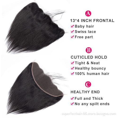 Wholesale vendors Cheap Human Hair bundles with 13*4 Lace Frontal Closure